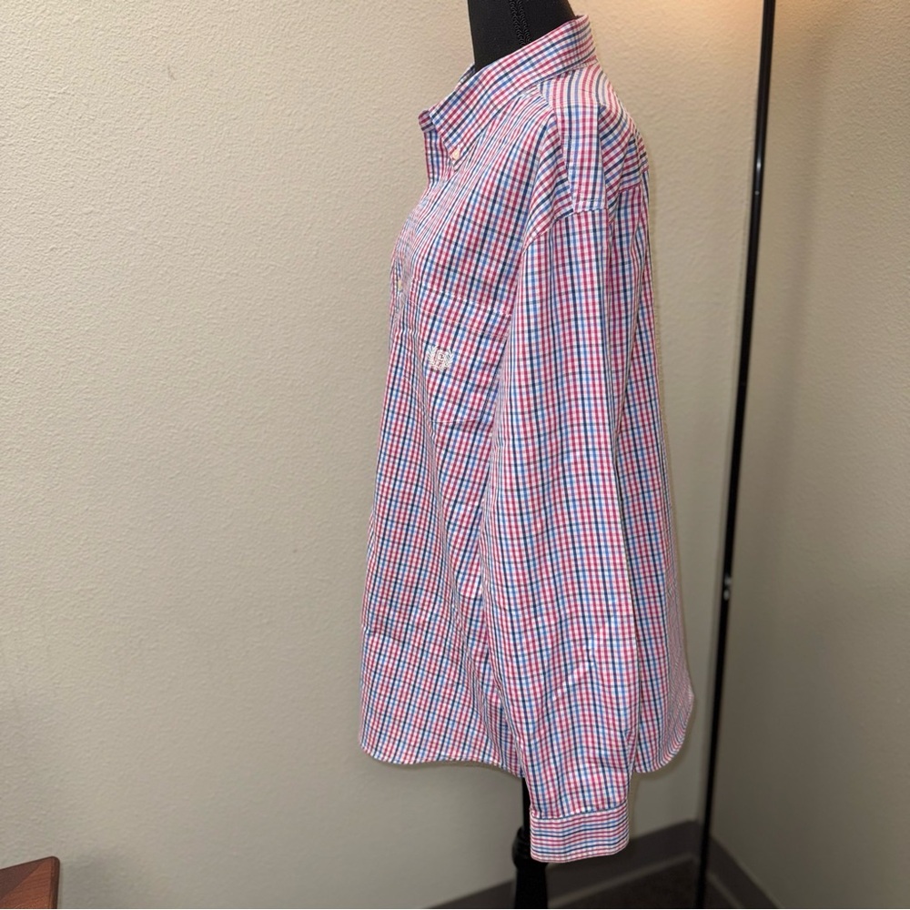 Chaps Men's Stretch Easy Care Button Down Shirt. Pink & Blue. Size XXL - Picture 3 of 7